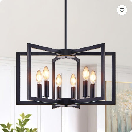 27Modern Golden Geometric 8Light Chandelier Industrial Metal Pendant Light Fixture For Living Room, Dining Room, Or Kitchen Bulb Not Included
