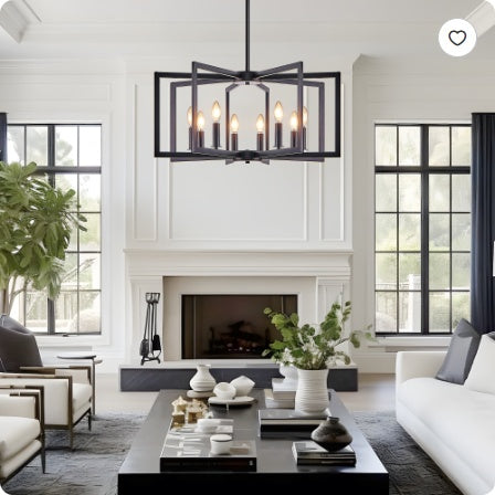 27Modern Golden Geometric 8Light Chandelier Industrial Metal Pendant Light Fixture For Living Room, Dining Room, Or Kitchen Bulb Not Included