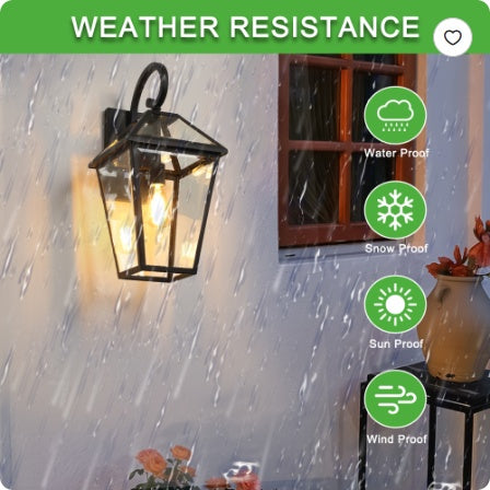 211 Pack Outdoor Wall Lantern Light   Modern Black Metal & Clear Glass Sconce For Porch, Patio, And Garden Lighting Bulb Not Included